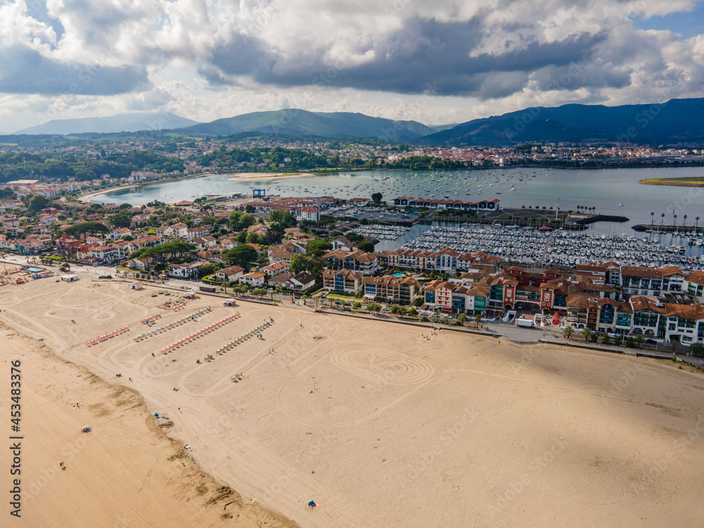 Hendaye, Basque Country, France - Sokoburu harbour and the beach