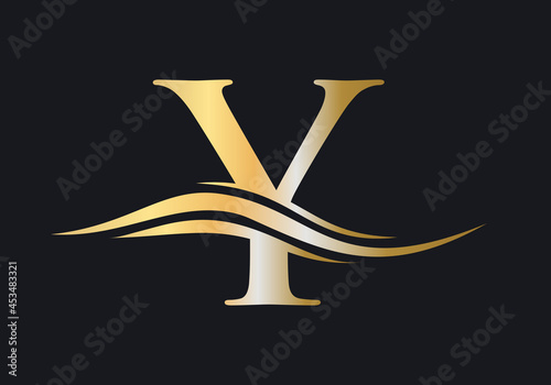 Y letter logo design. Premium Letter Y Logo Design with water wave concept. Y logo vector