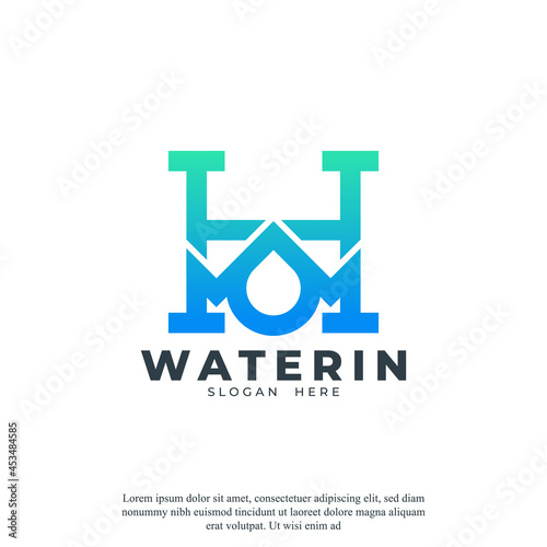 Initial Letter H Water Drop Logo Design Template Inspiration