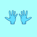 Blue hand with gloves isolated vector illustration cartoon style for graphic design resources, icon, sign, symbol