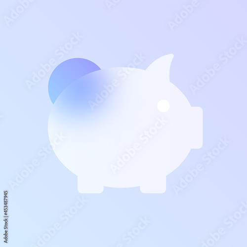 piggy bank glass morphism trendy style icon. piggy bank transparent glass color vector icon with blur and purple gradient. for web and ui design, mobile apps and promo business polygraphy