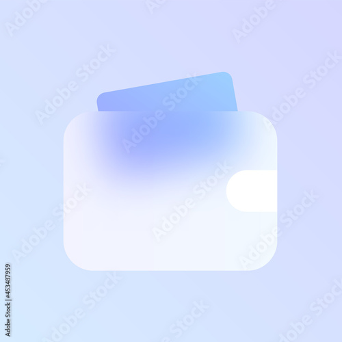wallet glass morphism trendy style icon. wallet transparent glass color vector icon with blur and purple gradient. for web and ui design, mobile apps and promo business polygraphy