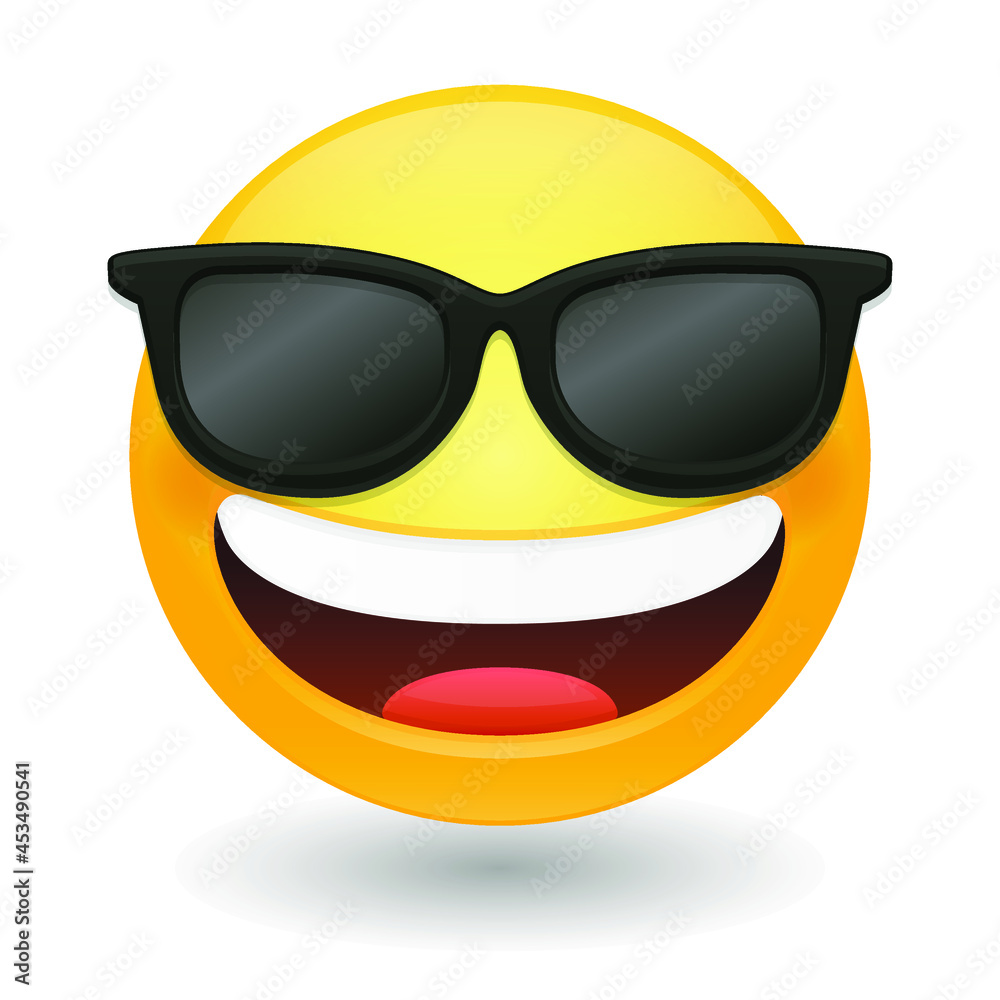 Sunglasses Laugh Emoji Icon Illustration Sign. Grinning Face with ...