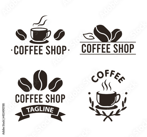 Set of retro coffee shop logo design template