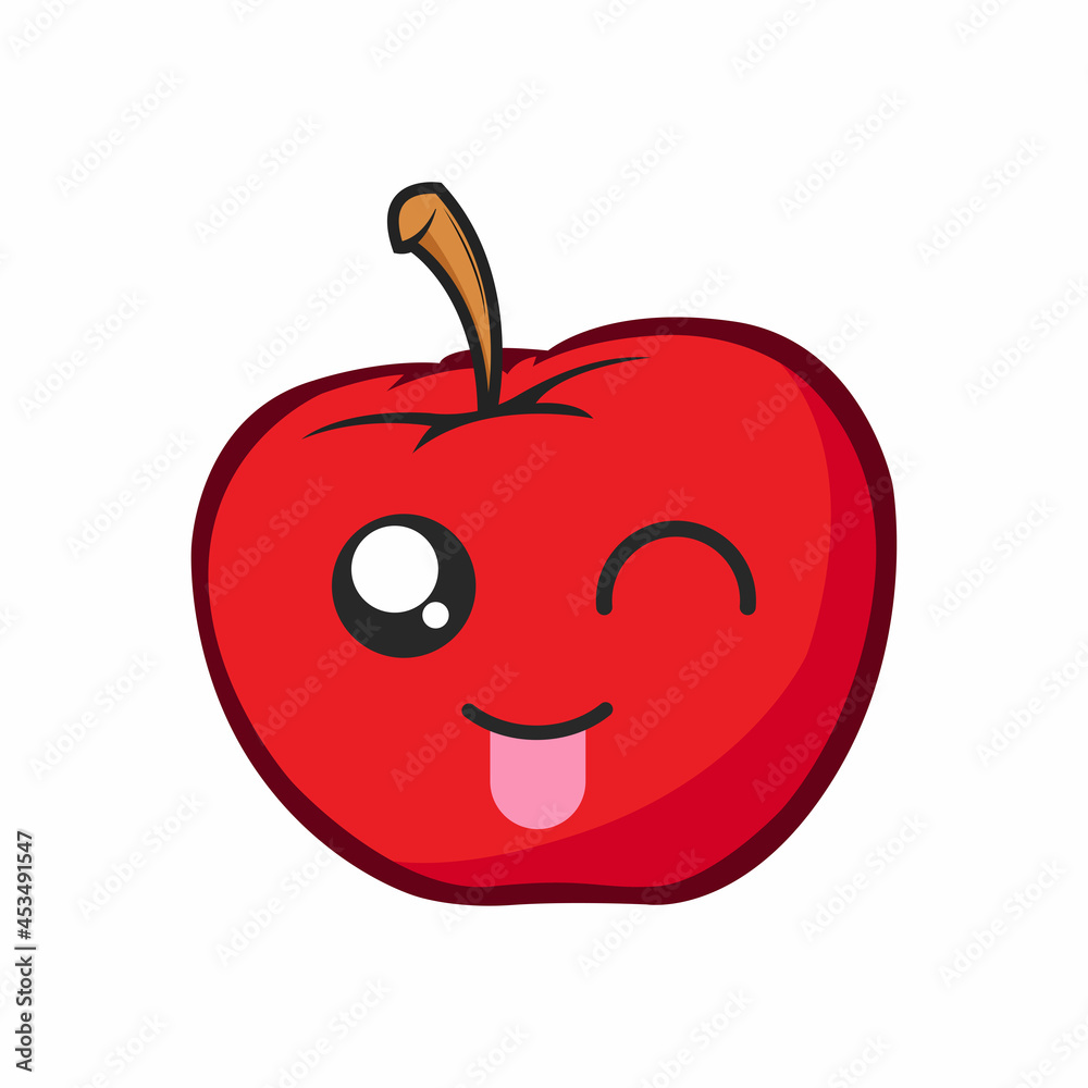 Red apple emoticon cartoon sticking out vector graphics Red apple emoticon cartoon sticking out vector graphics