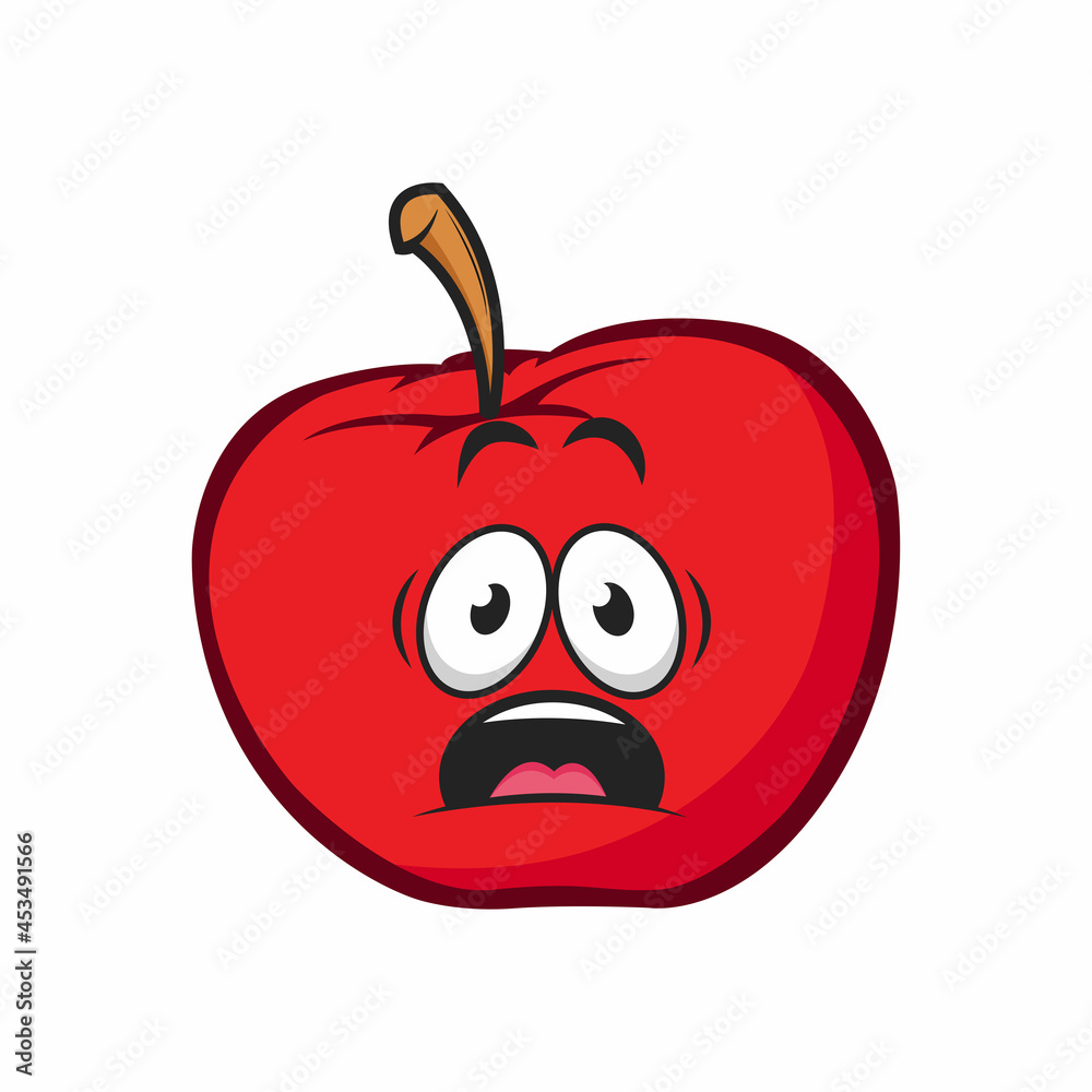 Red apple emoticon shocked face vector graphics Red apple emoticon shocked face vector graphics
