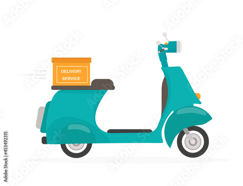 Delivery service. Online delivery service . Poster banner design concept . Scooter Courier. Vector illustration.