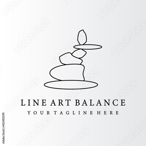 line art balance stone logo vector illustration design graphic, rock