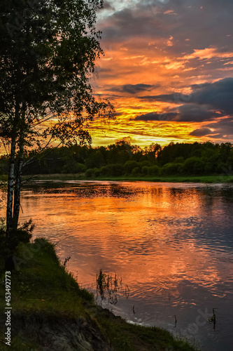 Lower Narew Valley, sunset on the Narew River, Łomża, Poland © Miriam