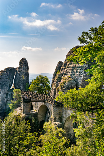Obraz na płótnie Rock formations at the saxon switzerland next to the Bastei bridge