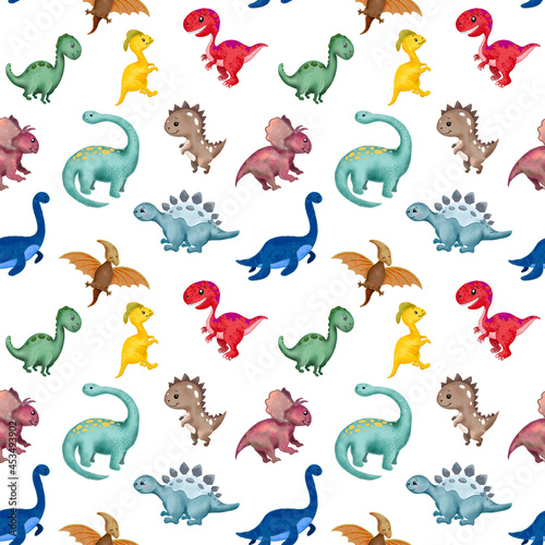 Kids seamless pattern with palm tree and dinosaur footprints. Cute children background. Kids print for fabric and textile. Nursery wallpaper