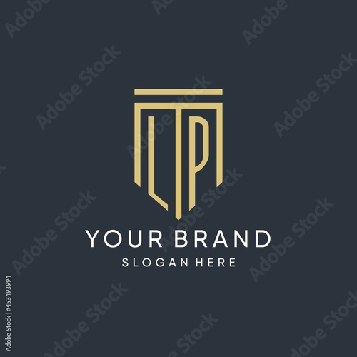 LP monogram with modern and luxury shield shape design style