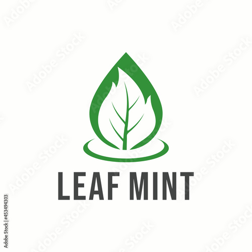 mint leaf logo design. organic logo vector illustration