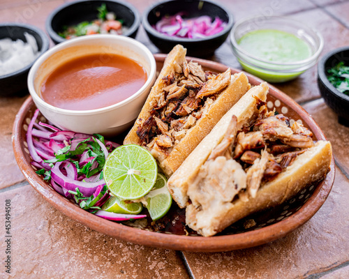 Delicious Mexican style torta ahogada.