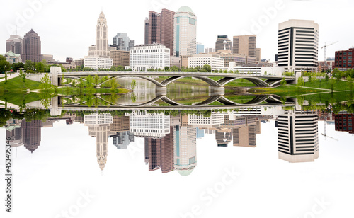Columbus Ohio skyline with reflection mirror photo