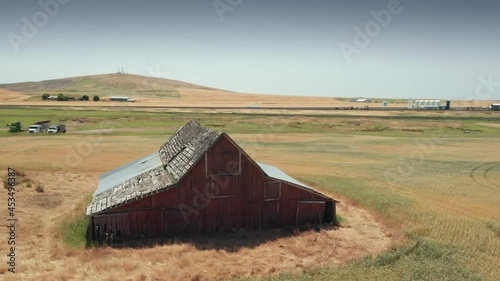 Abandoned barn in a wheat field, Creston, Washington, USA photo