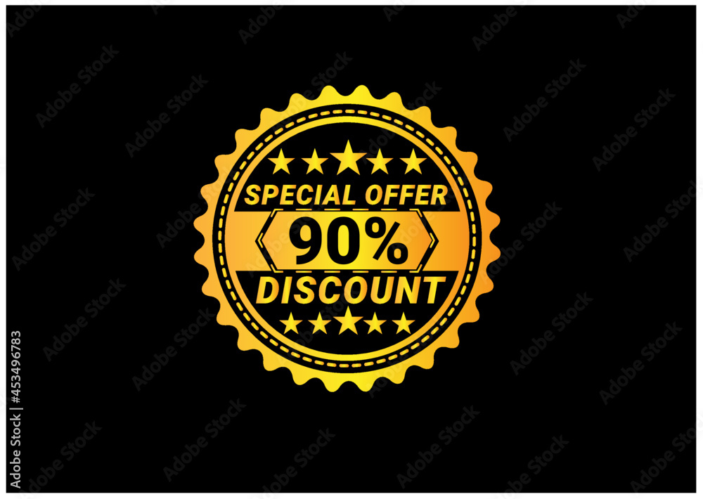 90% discount label and sale banner design template