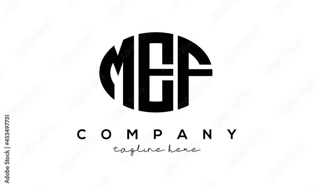 MEF three Letters creative circle logo design MEF three Letters creative circle logo design