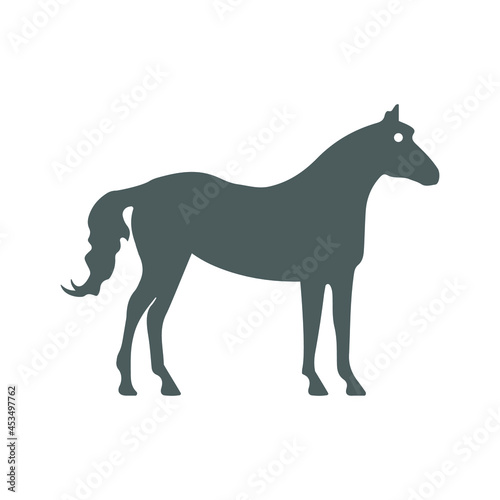 Horse  animal  mustang  race icon. Gray vector graphics.