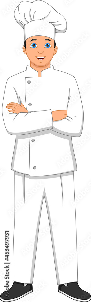 boy chef standing and smiling on white background boy chef standing and smiling on white background