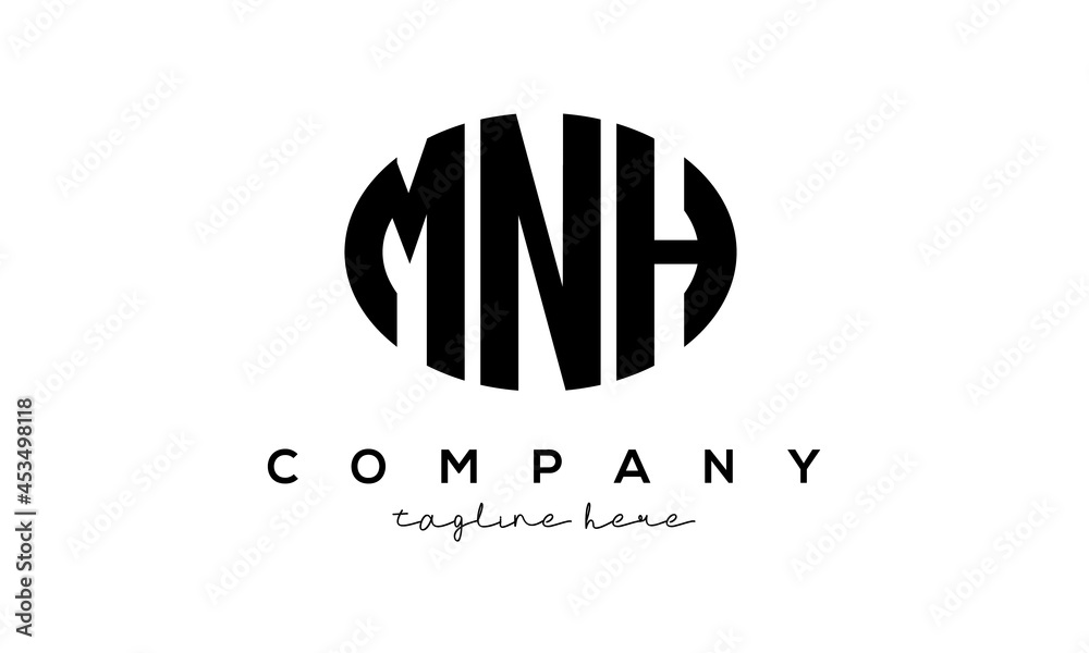 MNH three Letters creative circle logo design MNH three Letters creative circle logo design