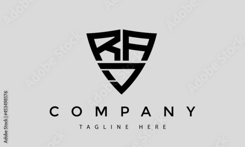 RAJ letters creative logo with shield