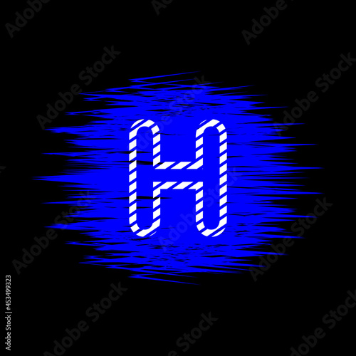 clipart icon letter h  and abstract blue brush stroke, simple, beautiful and cool vector graphic resource
