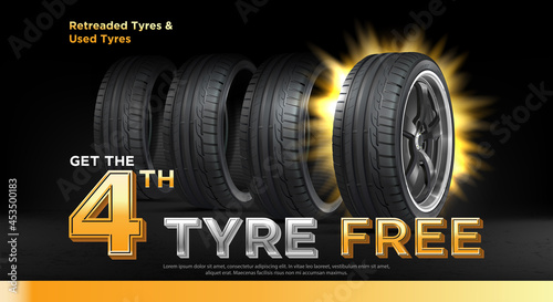 Car tyre background. Vector automotive banner template. Grunge tyre tracks backgrounds for landscape poster, digital banner, flyer, booklet, brochure and web design. Tyre texture close up.