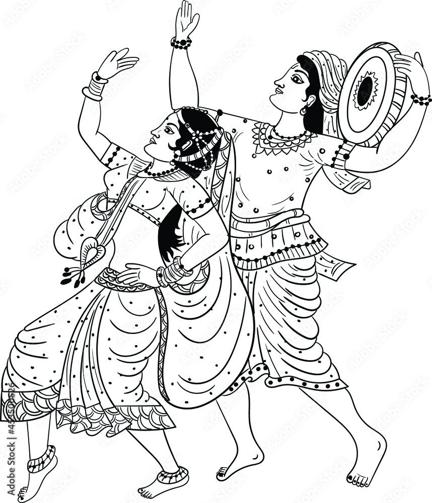 Indian wedding clip art of man and women playing indian wedding music ...