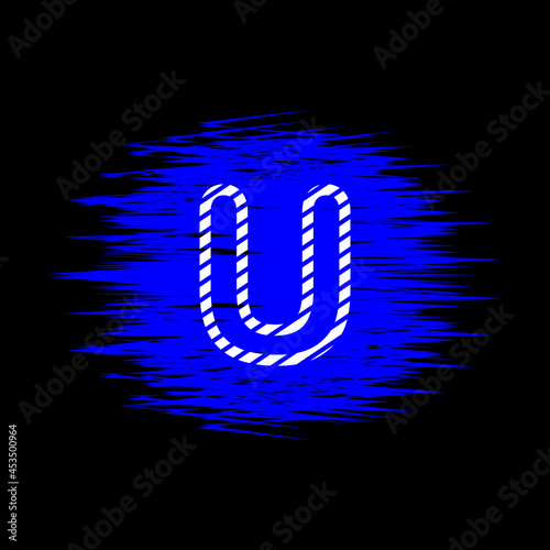 clipart icon letter u  and abstract blue brush stroke, simple, beautiful and cool vector graphic resource