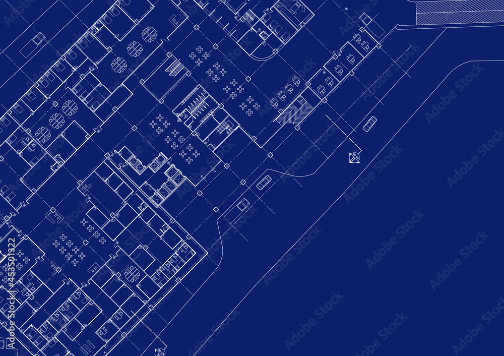 Obraz premium Floor plan designed building on the drawing.