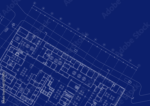 Floor plan designed building on the drawing. © Tuannasree