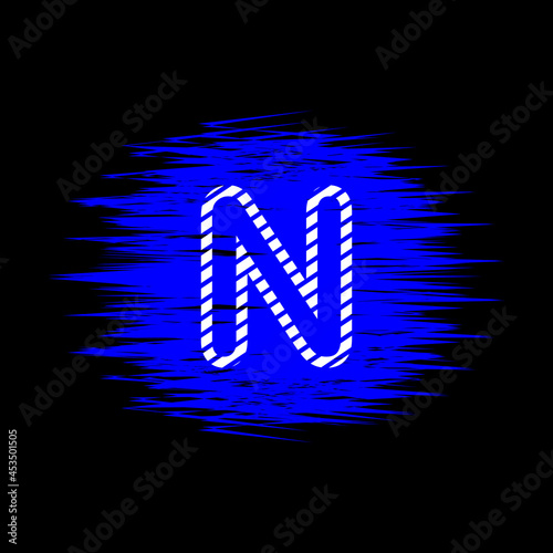 clipart icon letter n  and abstract blue brush stroke, simple, beautiful and cool vector graphic resource