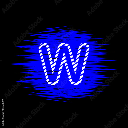 clipart icon letter w  and abstract blue brush stroke, simple, beautiful and cool vector graphic resource