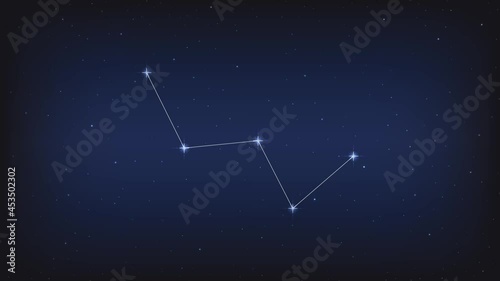cassiopeia constellation with line in galaxy, group of star, animation  photo