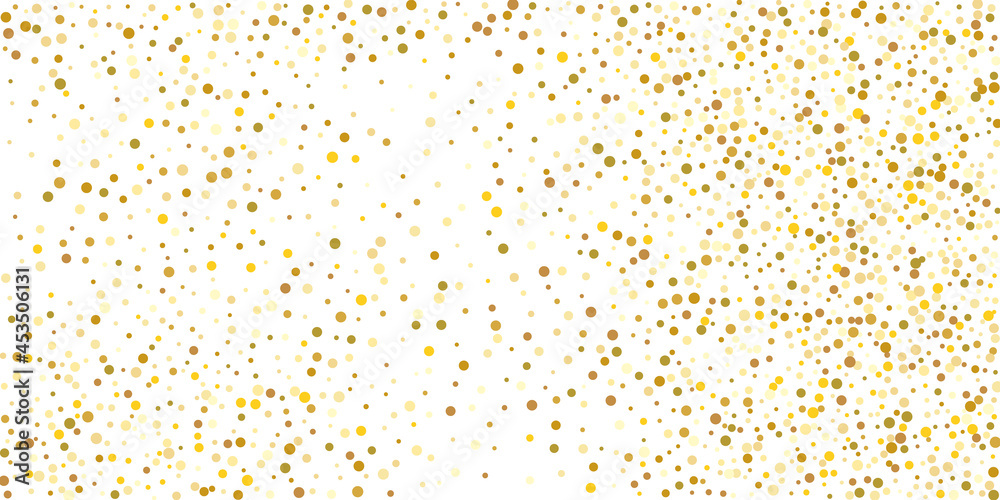 Golden glitter confetti on a white background. Luxury festive background. Decorative element. Element of design. Vector illustration, EPS 10.
