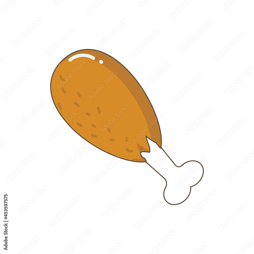Chicken leg meat food icon isolated on white background, vector