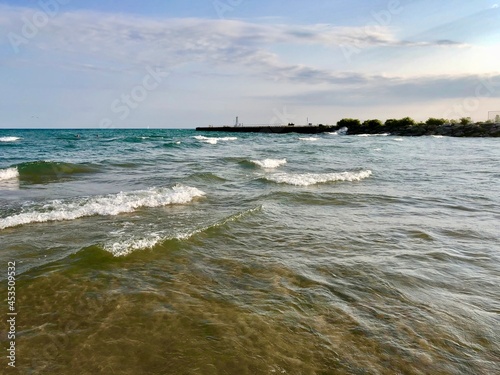 waves on lake ontario in cobourg beach photo