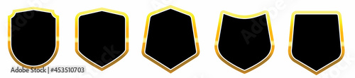 Collection icons shield with gold edging. Vector illustration
