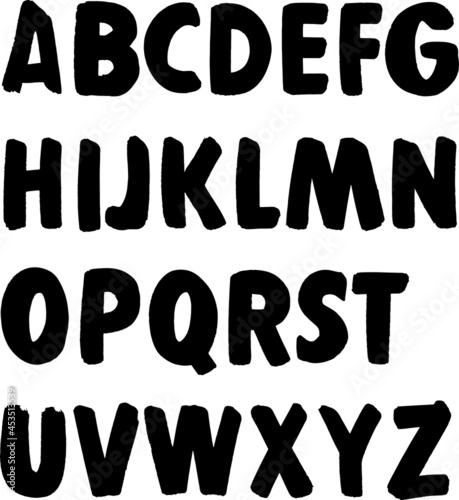 Hand Drawn Grunge Bold Font Letters marker texture vector set