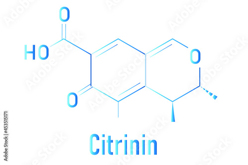 Skeletal formula of Citrinin mycotoxin molecule. photo