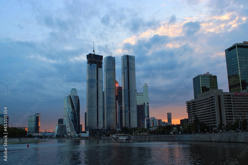 The modern skyline of Moscow, the capital city of Russia