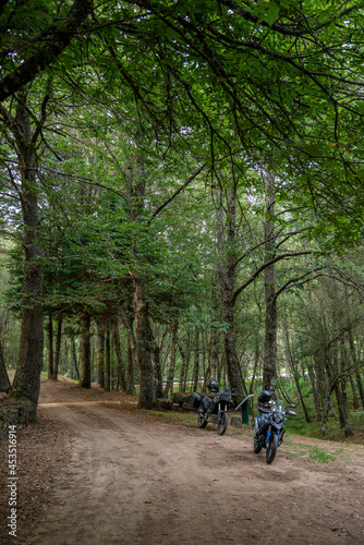 Motos en pista forestal de parque recreativo en Portugal