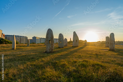 Menhires en La Coru  a  Espa  a.