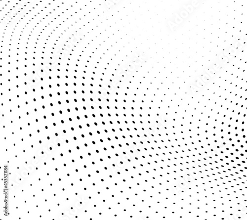 The halftone texture is monochrome. Chaotic waves of black dots on a white background