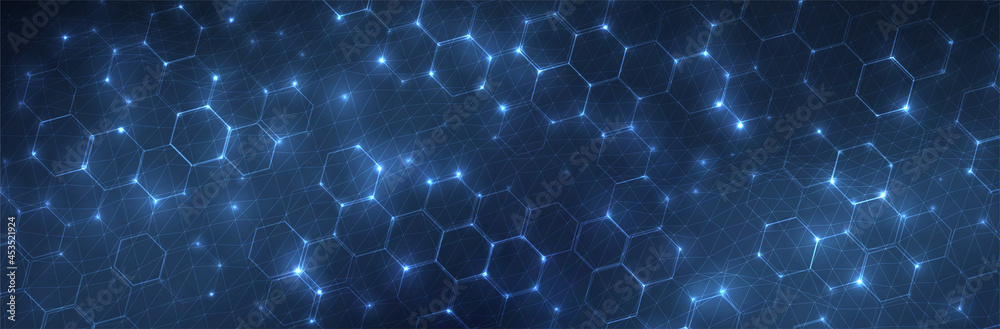 Futuristic Hexagon background. Blue Hexagonal pattern. Modern vector illustration