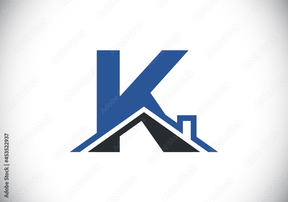 Initial K monogram alphabet with the roof. Home or house sign. Real estate logo concept. Font emblem. Modern vector logo for Real estate business and company identity. Initial K monogram alphabet with the roof. Home or house sign. Real estate logo concept. Font emblem. Modern vector logo for Real estate business and company identity.