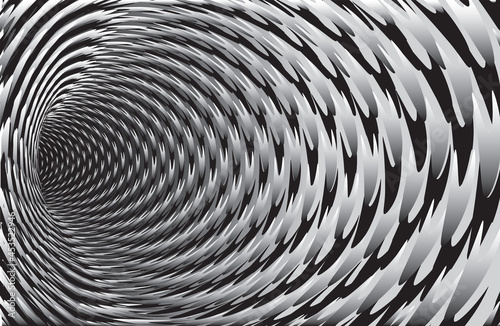 Tunnel or wormhole. Digital wireframe tunnel. 3D  grid. Background abstract image