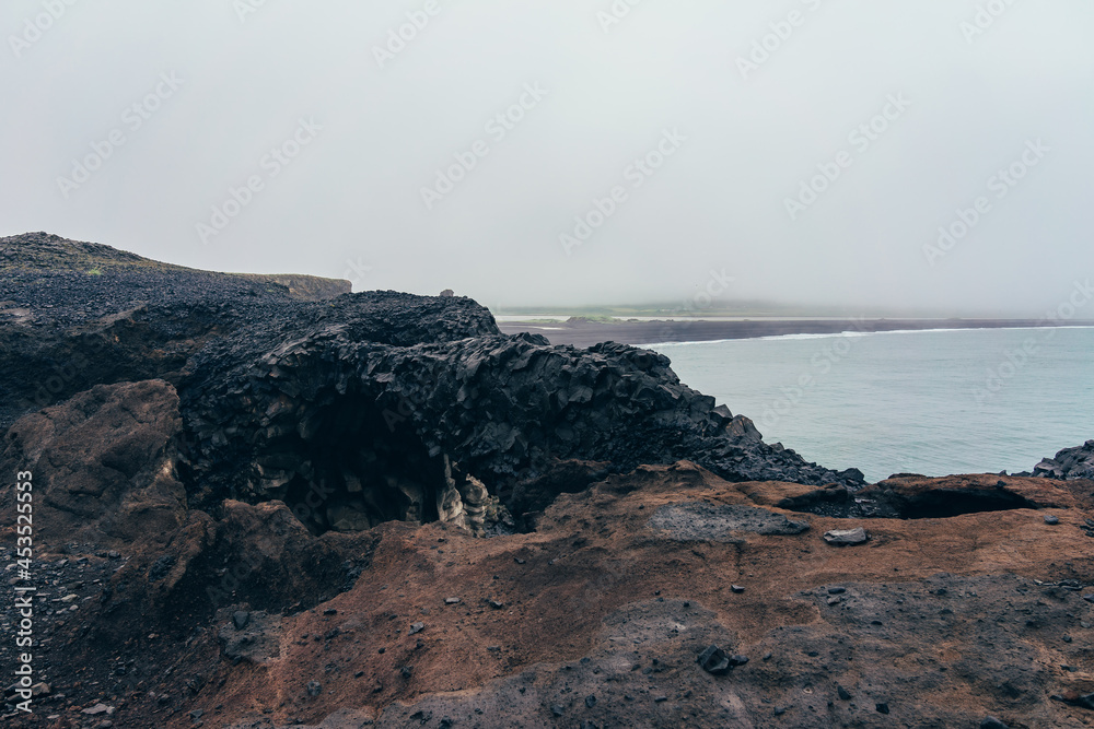Iceland ocean beach cliffs