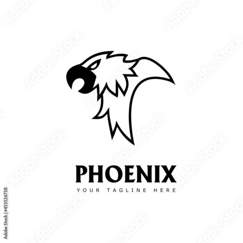 phoenix vector logo. eagle head logo with line style. minimalist and modern logo